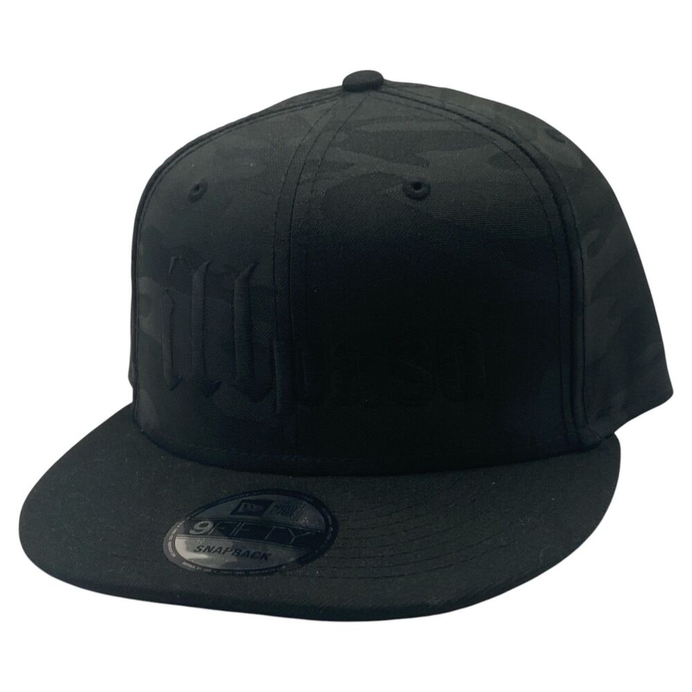 New Era x illpaso Embroidered 9FIFTY BLACK CAMO Adjustable SnapBack Hat
